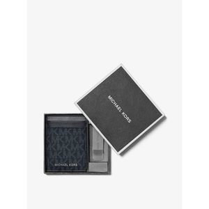 Michael Kors Logo Card Case Men's Card Wallet Case with Bill Clip Gift Box Blue
